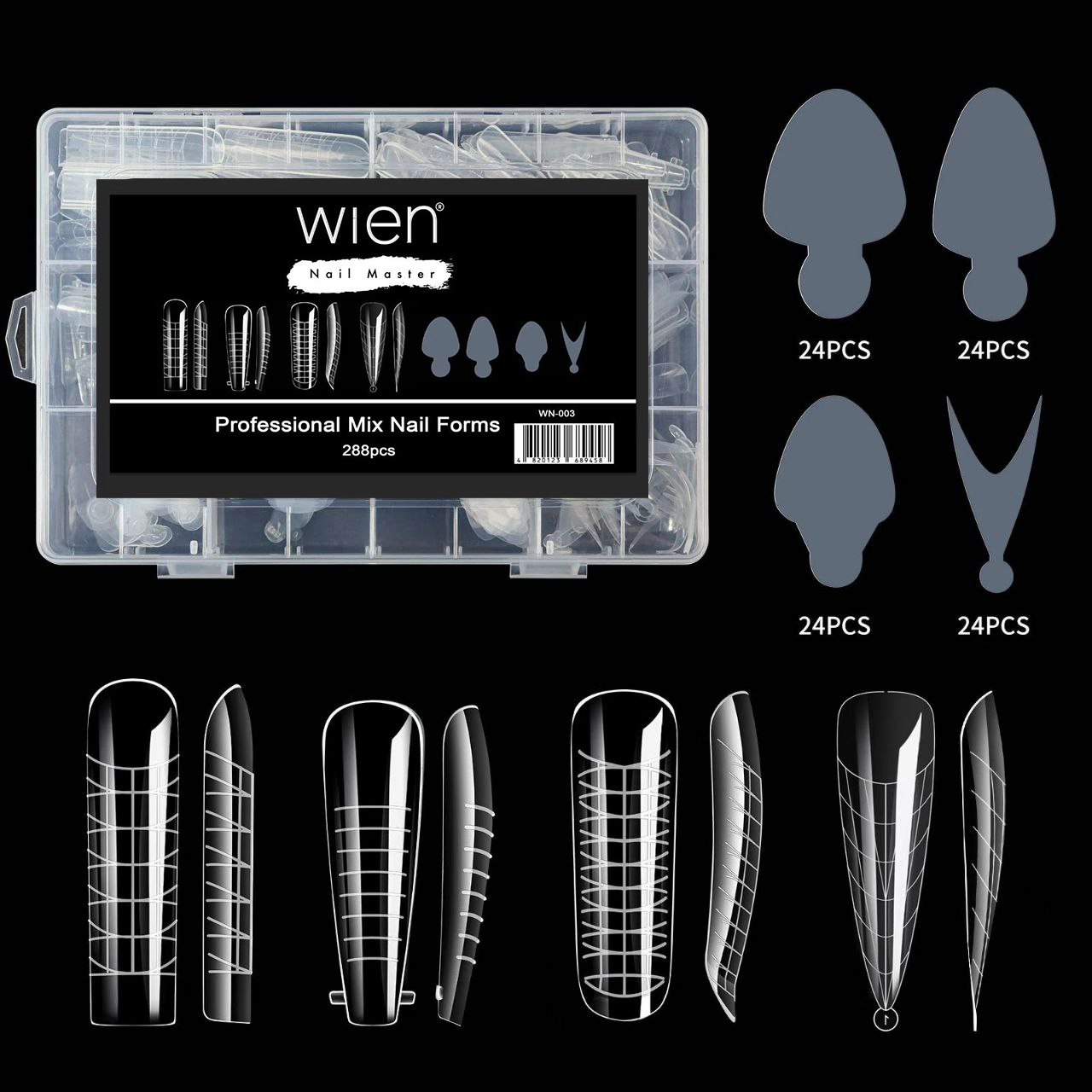 Protez Tırnak Üst Form Jel Polygel Acrygel - Akrijel ve Polijel İçin Üst Form Şablon 288li WN-003