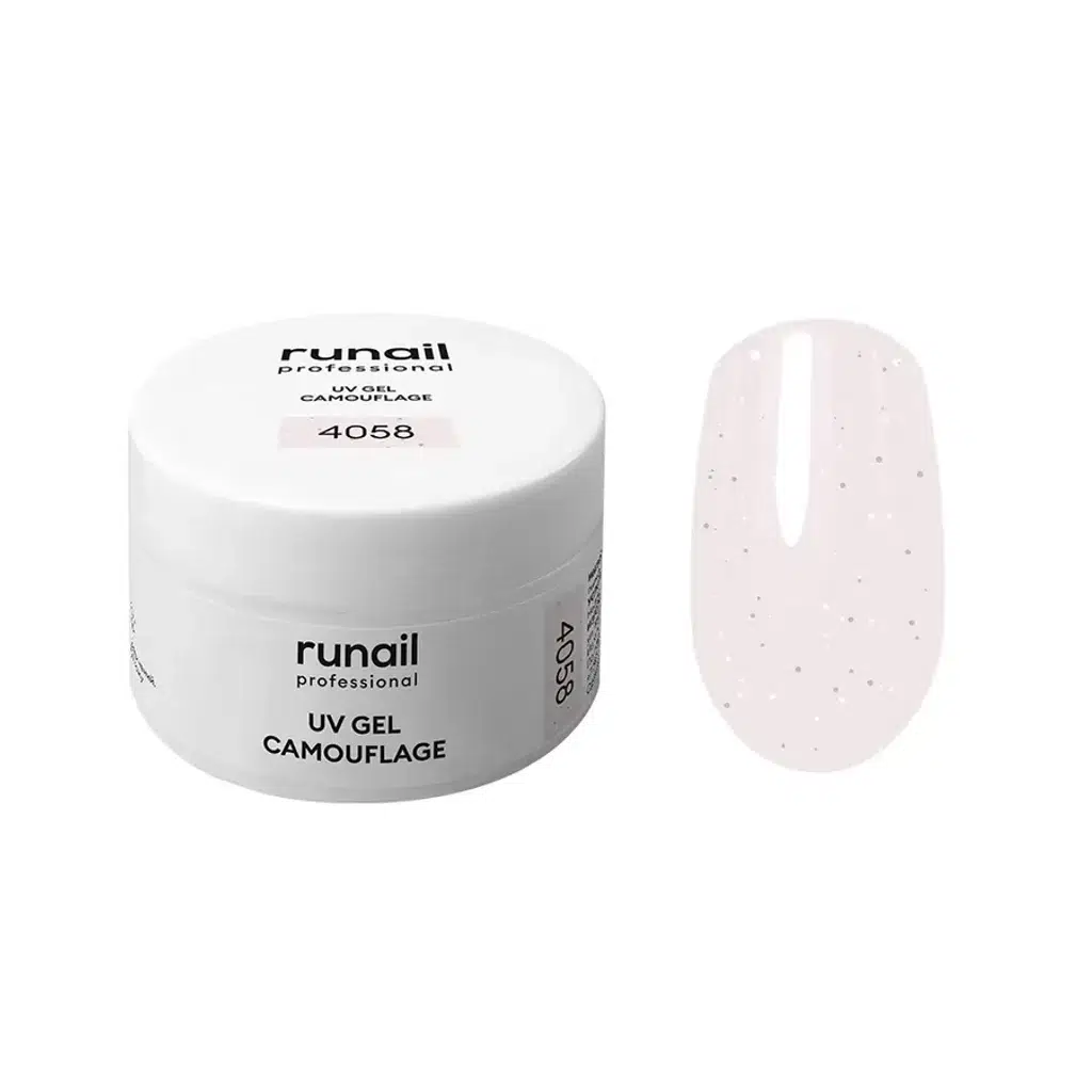 Runail Professional Protez Tırnak Jeli UV Builder Gel Silver Porcelain Simli Açık Pembe 15Gr. 4058