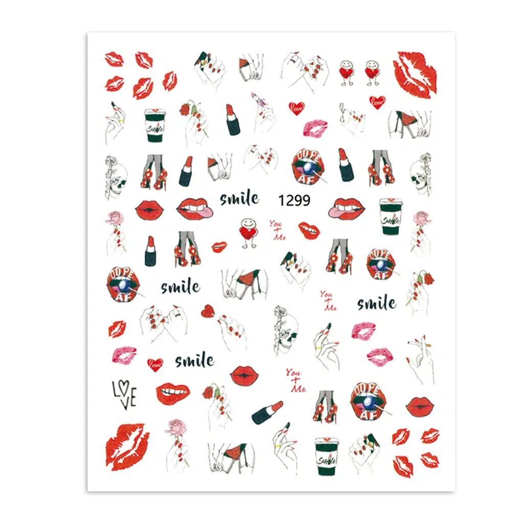 Sevgililer Günü Tırnak Sticker Tırnak Etiketi Nail Art JO-1299