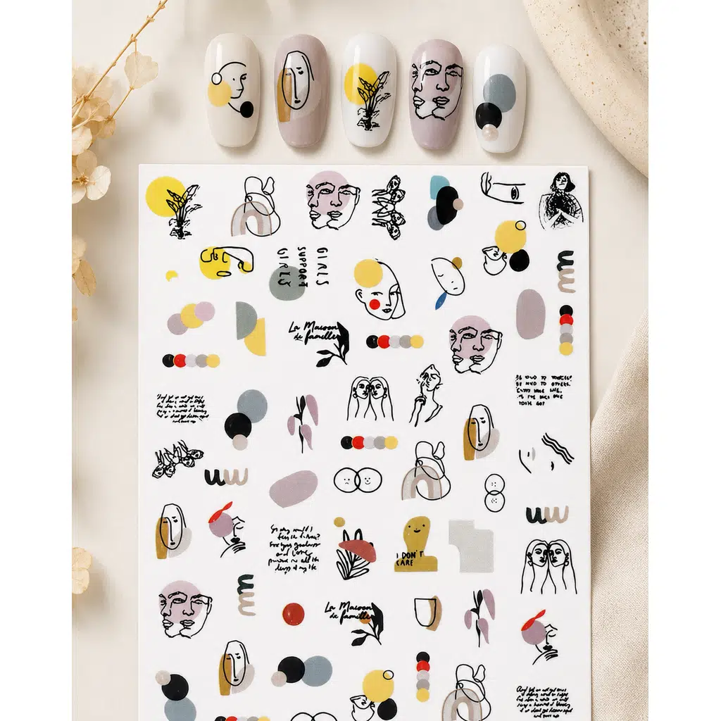 Soyut Yüz Geometrik Desen Tırnak Sticker Tırnak Etiketi Nail Art JO-900