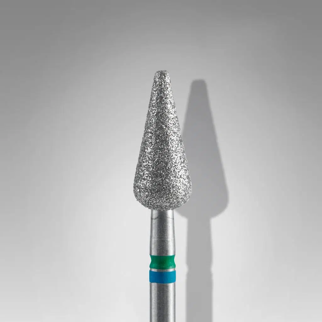 Staleks Çift Şerit Elmas Manikür Freze Ucu Mızrak Model Mavi Yeşil 12mm FA100BG050-12