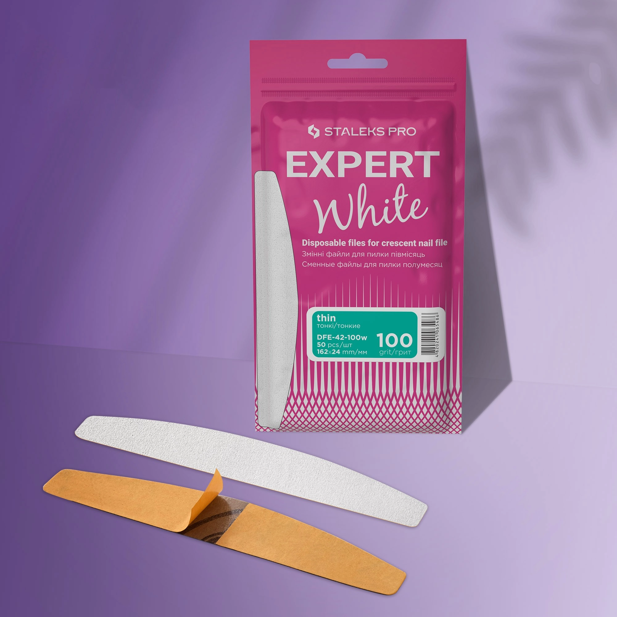 Staleks Manikür Metal Taban Yarımay Yedek Zımpara İnce 100 Grit 50li DFE-42-100w