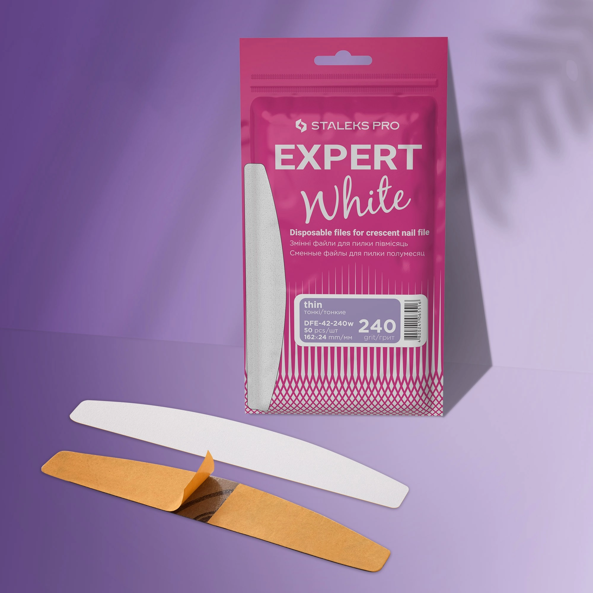 Staleks Manikür Metal Taban Yarımay Yedek Zımpara İnce 240 Grit 50li DFE-42-240w