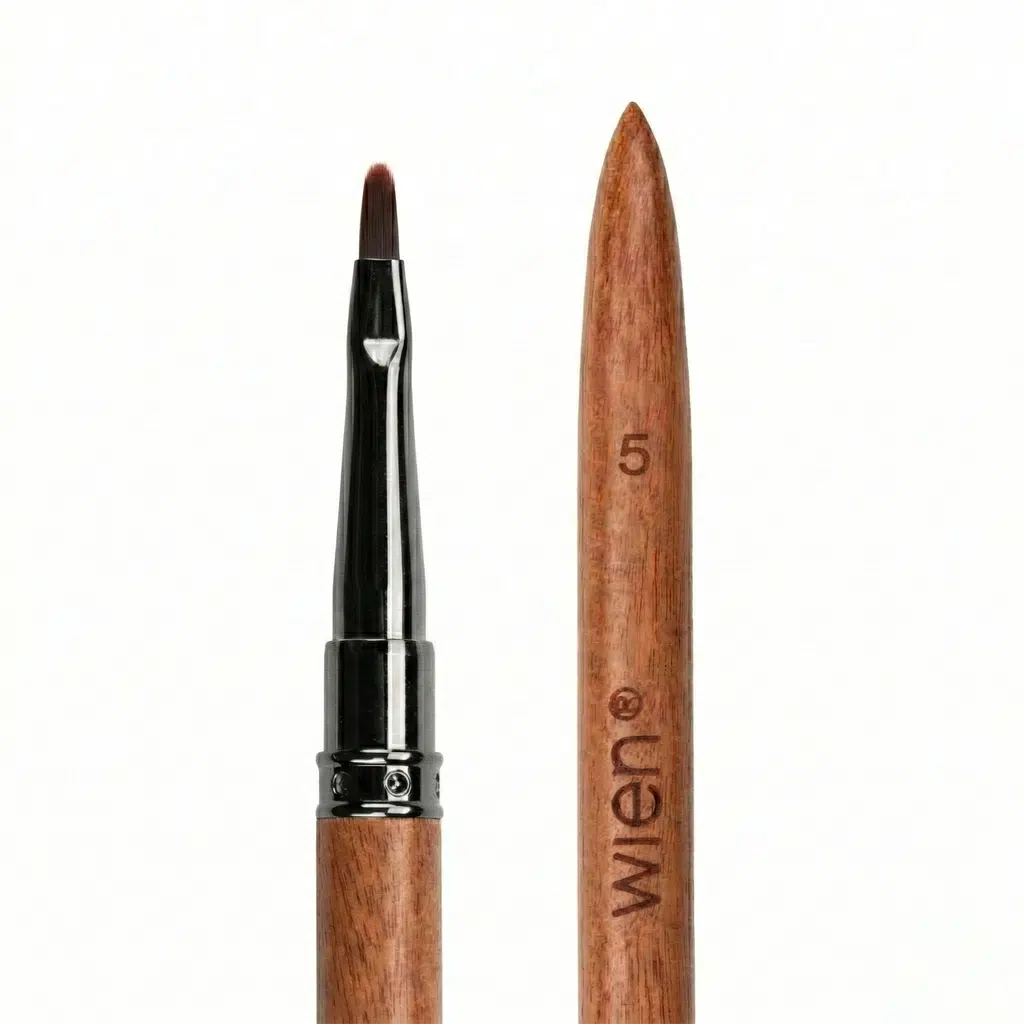 Wien Ahşap İnce Uçlu Oval Protez Tırnak Jel Fırçası Kapaklı 7mm WNR-005