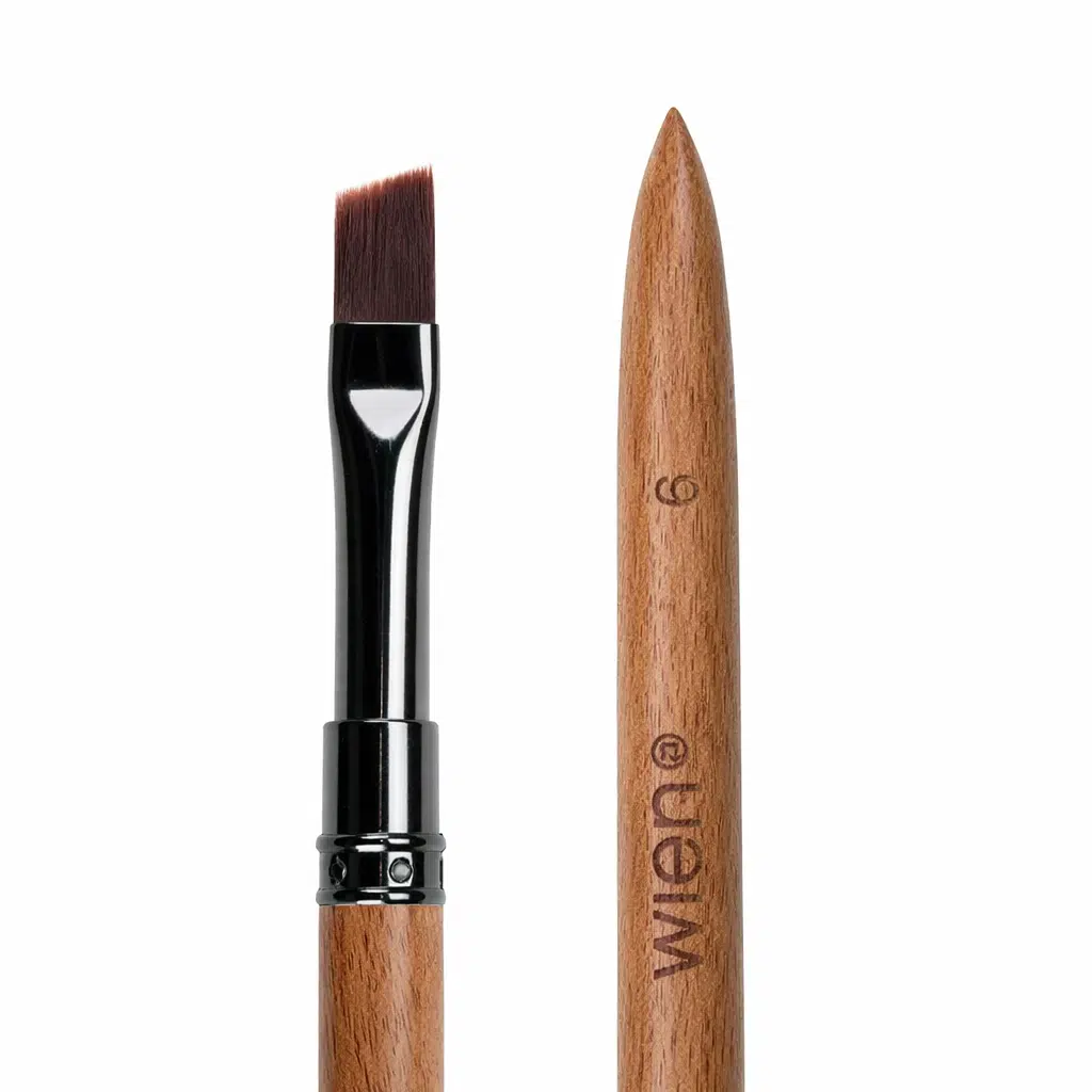 Wien Ahşap Eğimli Protez Tırnak Jel Fırçası Kapaklı 9mm WNR-006