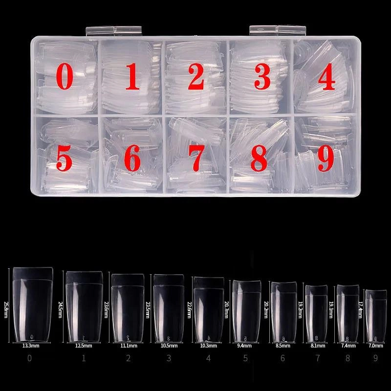 Manikür Protez Tırnak Uzatma Şeffaf Yarım Ay Tips 500'lü