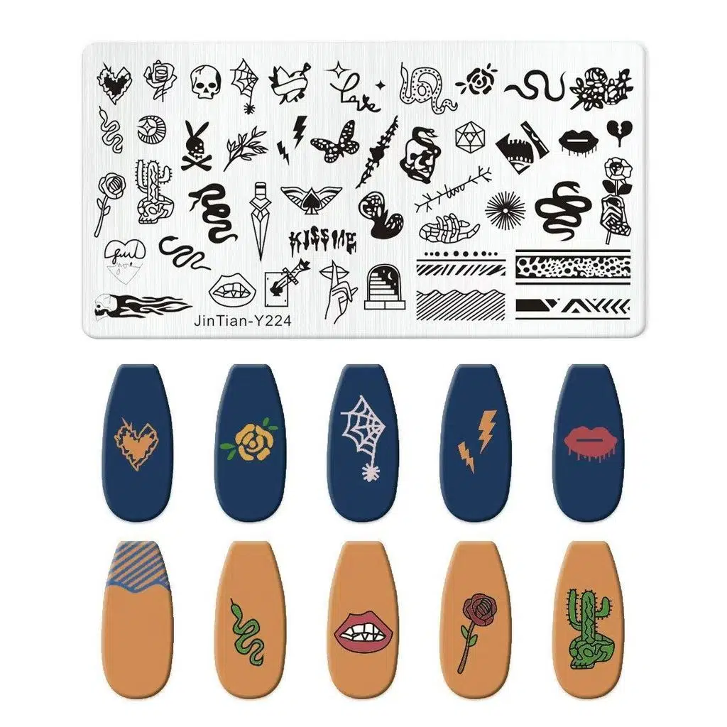 Yılan ve Gotik Çizimler Dizayn Nail Art Stamping Baskı Plakası JT-Y224