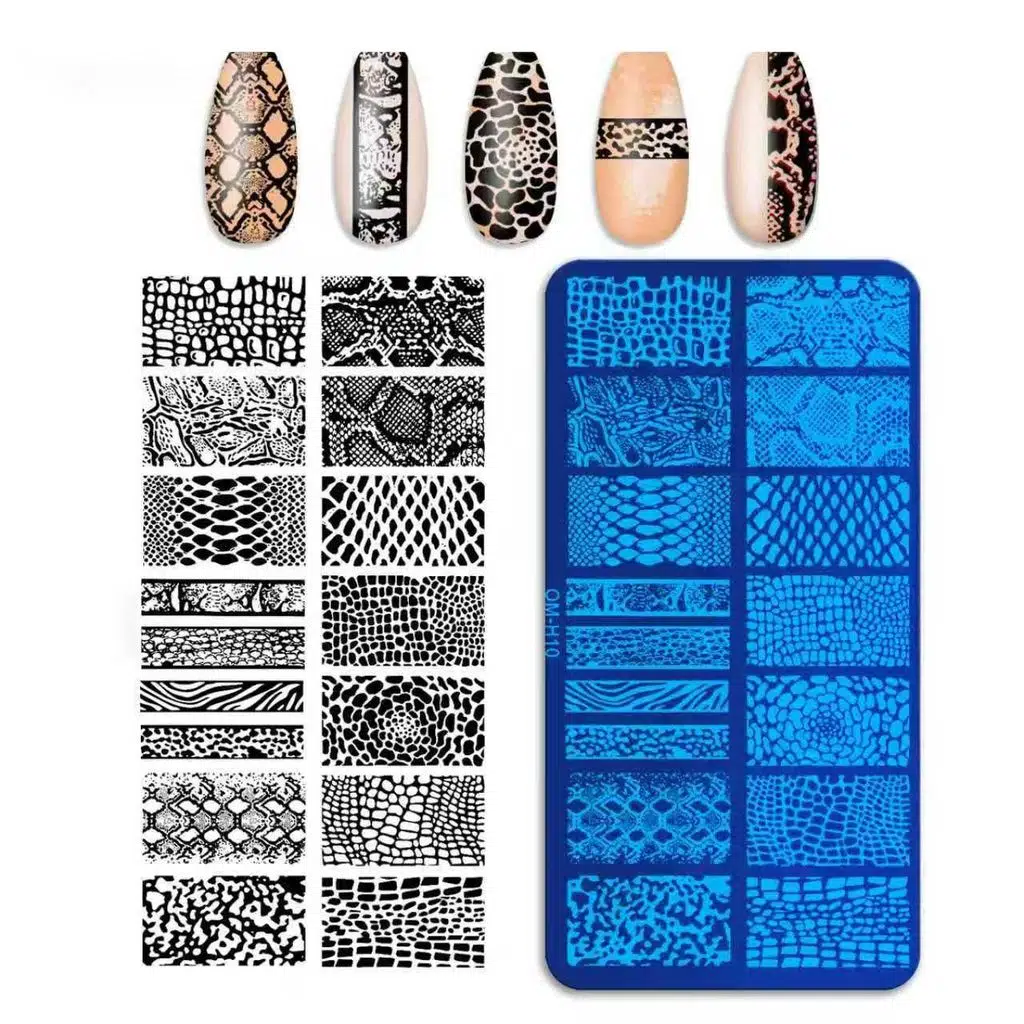 Yılan ve Timsah Derisi Dizayn Nail Art Stamping Baskı Plakası OM-H10
