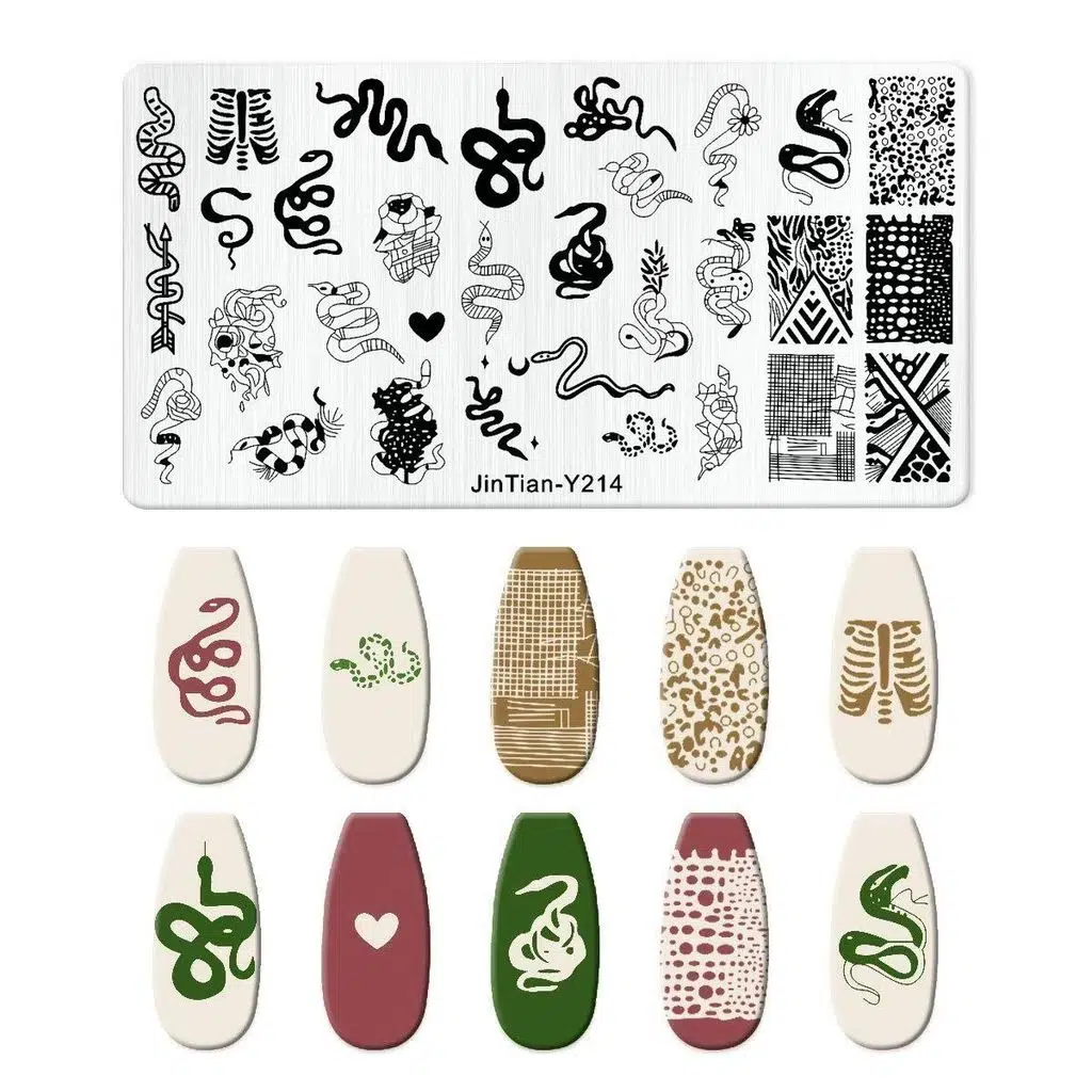 Yılan ve Yılan Derisi Dizayn Nail Art Stamping Baskı Plakası JT-Y214
